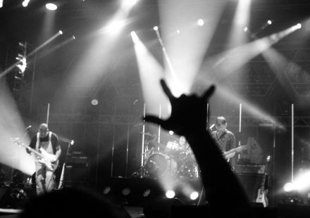 a band playing on stage