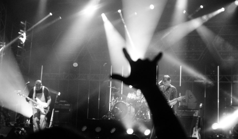 a band playing on stage